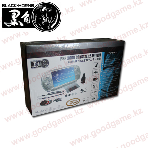 Black Horns PSP 3000 Crystal 12-in-1 Kit